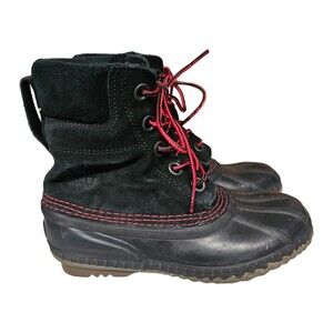 SOREL Cheyanne Duck Boots‎ Mens Sz 4 Waterproof Black Red Boot
